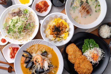Pork cutlet, fried, pork, sirloin, tenderloin, Jeju meat, noodles, Yangji, rice noodles, nagasaki, jjamppong, Japanese food, food, soup, vegetable, meal, dinner, dish, healthy, bowl, tomato, red