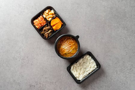 Photo for Korean food, pork belly, grilled pork, bulgogi, seasoning, soft tofu, beef tartare bibimbap, seaweed soup, lunch box, soybean paste stew, kimchi stew, cold noodles - Royalty Free Image