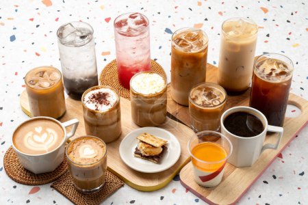 Cafe, Brack, Coffee, White, Flat, Vanilla Bean, Latte, Almond, Cream, Applicott, Ade, Lemon, Black Tea, Smore, Panna Cotta