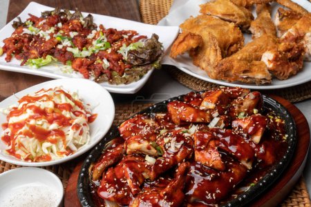 Korean food, chicken, barbecue, fried, old days, whole chicken, boneless, chicken feet, spicy, cabbage, salt, mustard, sauce