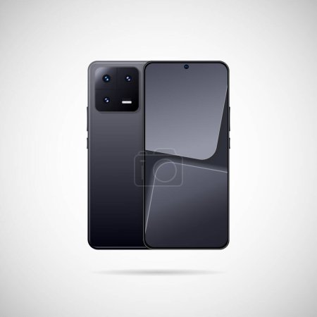 Realistic smartphone with back illustration.