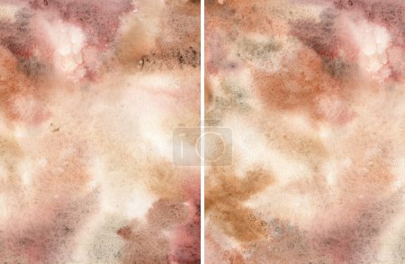 Foto de Acuarela texturas abstractas de manchas marrones. Ilustración pastel pintada a mano aislada sobre fondo blanco. Para diseño, impresión, tela o fondo - Imagen libre de derechos