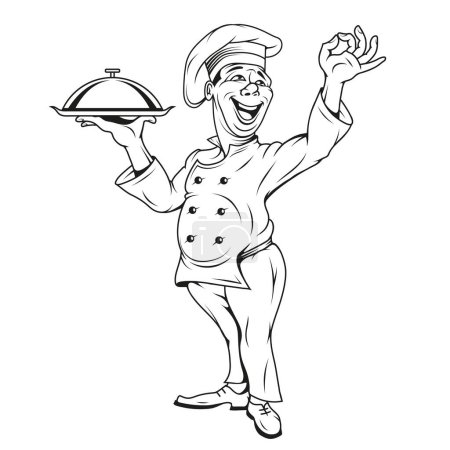 Illustration for Chief cook . Man Serving Food. Chef sketch vector illustration - Royalty Free Image