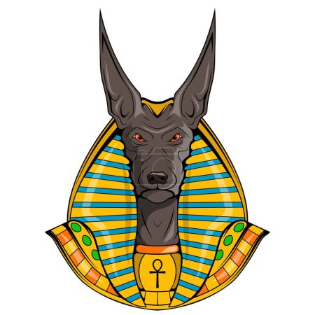 Téléchargez les illustrations : Anubis. Illustration vectorielle du chacal. Ancien dieu égyptien de la mort. Mythologie égyptienne - en licence libre de droit