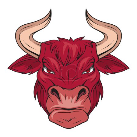 Illustration for Bull. Vector illustration of an ox. Buffalo mascot. Aggressive muscle nowt. Spanish fighting bull - Royalty Free Image
