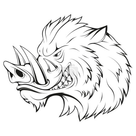 Illustration for Boar. Vector illustration of a sketch wild pig hog side. Symbol for wildlife fauna and zoology or hunting sport, team trophy and nature zoo club design - Royalty Free Image