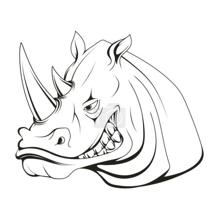 Illustration for Rhino. Vector illustration of a sketch african savannah standing rhinoceros. Angry animal sports - Royalty Free Image