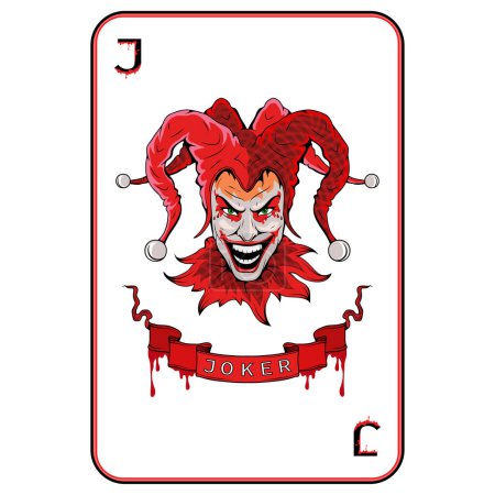 Illustration for Joker playing card. Vector of Jolly Joker face - Royalty Free Image