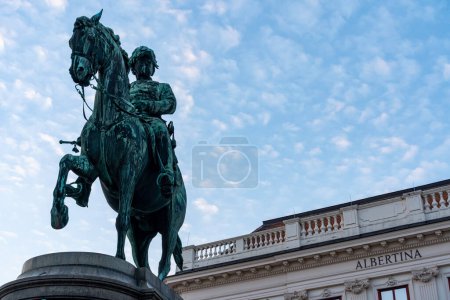 Photo for Archduke Albrecht, Duke of Teschen equestrian statue in front of Albertina Museum Vienna, Austria. - Royalty Free Image