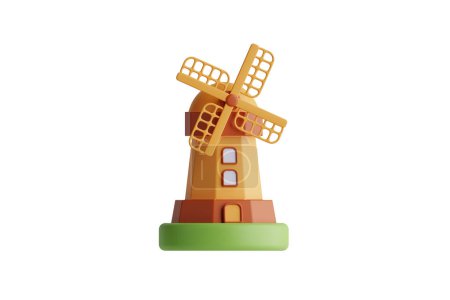 Téléchargez les photos : Illustration de moulin à vent de rendu 3d - en image libre de droit