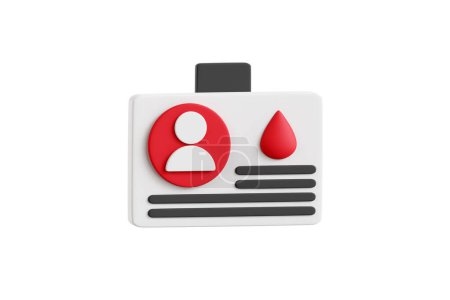 Téléchargez les photos : Illustration 3D d'une carte de donneur de sang utilisée à des fins d'identification - en image libre de droit