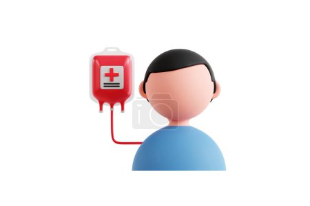 Foto de Ilustración 3D de una figura masculina que representa a un donante de sangre, receptor y paciente - Imagen libre de derechos