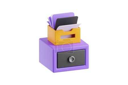 Téléchargez les photos : Illustration 3D d'un classeur pour le stockage organisé de documents - en image libre de droit