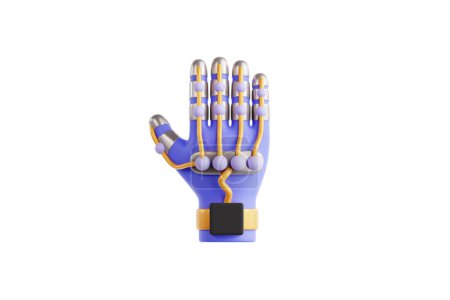 3D-Illustration der Steuerung der virtuellen Welt mit drahtgebundenen Handschuhen