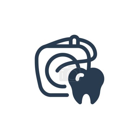 Illustration for Dental floss for oral care vector icon - Royalty Free Image