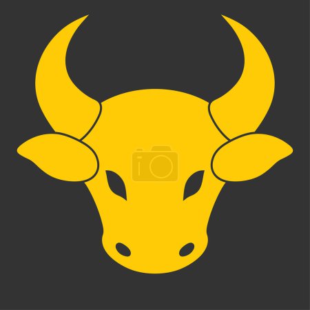 Illustration for A yellow bulls head on a black background - Royalty Free Image