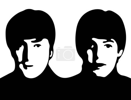 Schwarz-weißes Schablonenporträt von Johannes und Paul