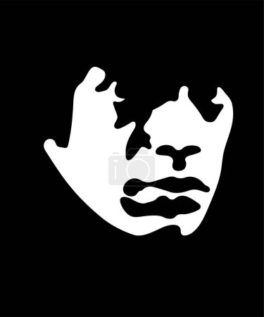 Téléchargez les illustrations : Portrait de pochoir noir et blanc Young Mick Jagger - en licence libre de droit