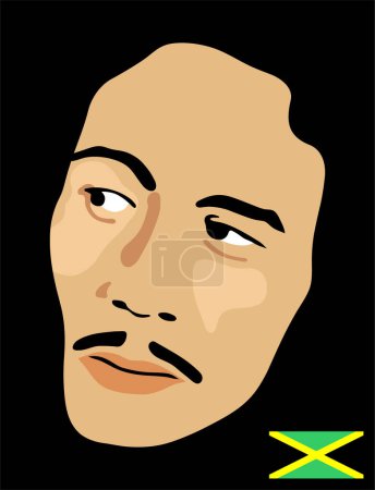 Illustration for Bob Marley color stencil portrait over - Royalty Free Image