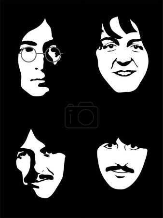 Les Beatles. Portraits au pochoir. Image vectorielle
