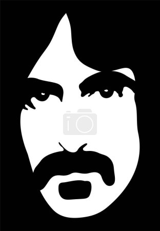 Téléchargez les illustrations : Portrait de pochoir noir et blanc légendaire Frank Zappa - en licence libre de droit