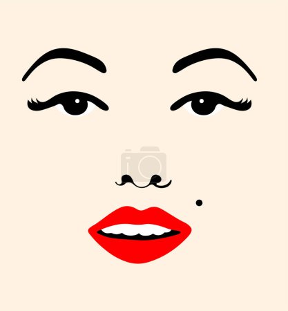 Illustration for Stencil portrait of Marilyn Monroe. Skin color background - Royalty Free Image