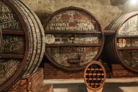 Photo for Barrels in a wine cellar in Armenia - Royalty Free Image