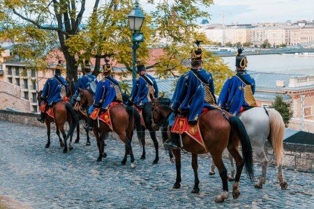 Photo for Mounted guards in a castle in Budapest - Royalty Free Image