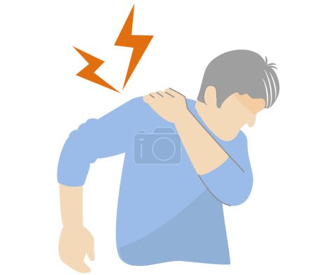 Illustration for Clip art of man pressing his aching shoulder - Royalty Free Image