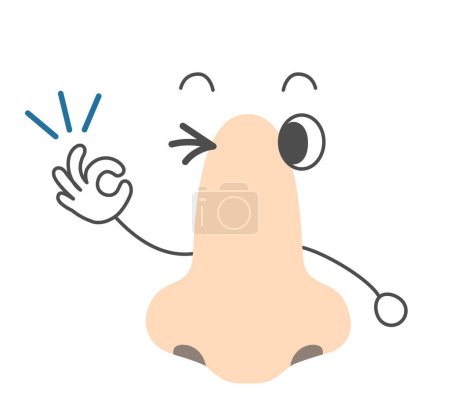 Illustration for Simple character with nose in OK pose - Royalty Free Image