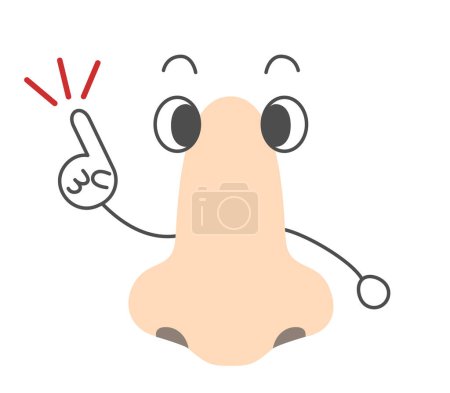 Simple character with nose posing with index finger raised