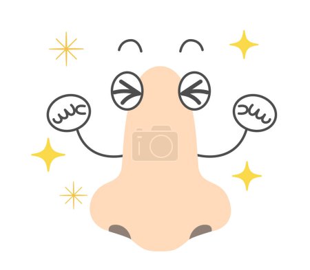 Illustration for Simple character with a nose in a pleased pose. - Royalty Free Image