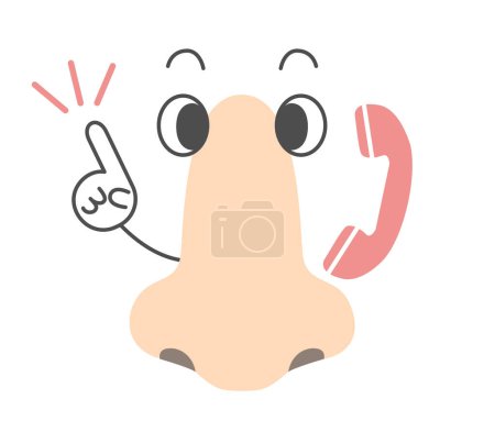 Illustration for Simple character with nose posing as a phone call, contact - Royalty Free Image