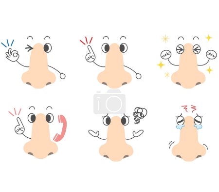 Illustration for Simple character set of noses in various pose - Royalty Free Image