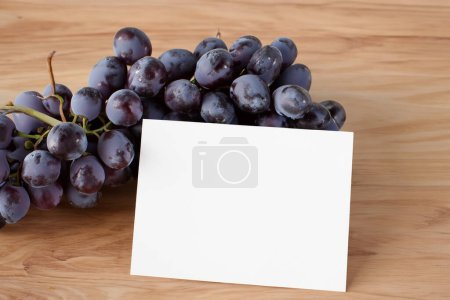 Card and White Paper Mockup Harmonized with Fresh Fruit, Crafting a Visual Symphony of Artful Design and Culinary Delight, Where Wholesome Ingredients Merge in a Feast of Vibrant Imagery