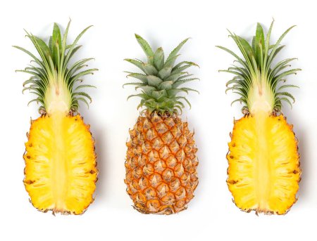 Photo for Pineapple with sliced on a white background, Top view. - Royalty Free Image