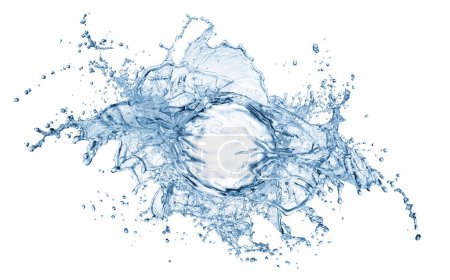 Photo for Crystal clear water splash isolated on a white background. Water Splash for products display concept. - Royalty Free Image