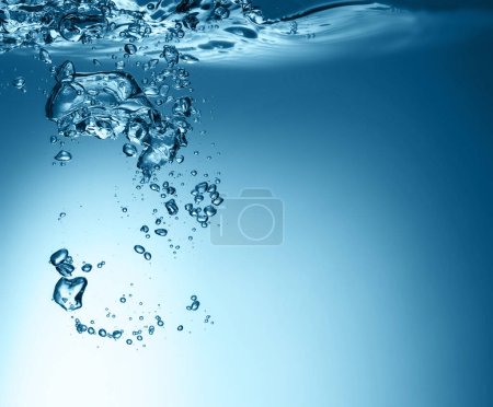 Photo for Closeup of blue bubbles underwater. #underwater #bubbles - Royalty Free Image