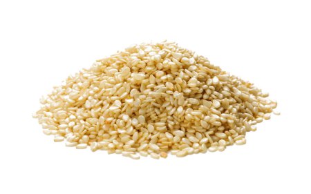 Photo for Heap of dried sesame isolated on white background, front view closeup. #sesame - Royalty Free Image