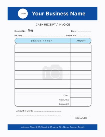 Photo for Cash Receipt Design Template, NCR Book Vector Template, Bill Book, Cash Memo Bill, Computerized Bill Print Ready File Format. - Royalty Free Image