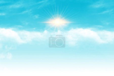 Photo for Blue Sky and Sun. Realistic clouds Background. - Royalty Free Image