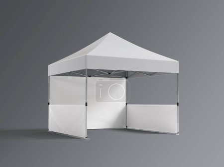 Photo for Promotional Outdoor Trade Show Event Tent Mockup. Side View of Mini Gazebo Tent Mockup. - Royalty Free Image