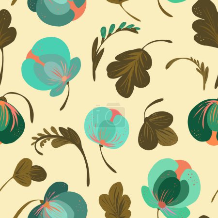 Photo for Petrikovka, Ukrainian folk painting, stylized floral pattern. Vector seamless pattern. Bright modern design in a flat style, hand drawn. - Royalty Free Image
