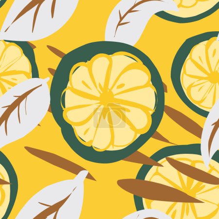 Photo for Lemon lime. Vector seamless pattern. Stylized fruit pattern. Hand-drawn illustrations in flat style. - Royalty Free Image