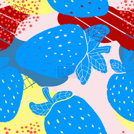 Photo for Texture strawberry pattern in scandinavian style. Vector seamless pattern - Royalty Free Image