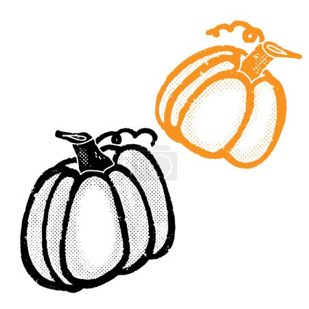 Photo for Pumpkins. Illustration in linocut style, stylization, rustic style. Vector element for design - Royalty Free Image