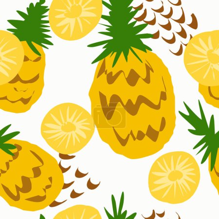 Photo for Pineapples and pineapple slices. Flat illustration. Vector seamless pattern - Royalty Free Image