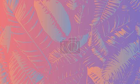 Photo for Colorful gradient grunge background. Tropical leaves. Vector - Royalty Free Image