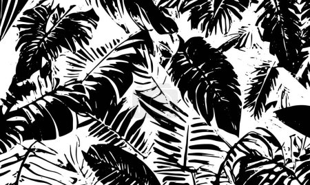 Photo for Grunge detailed black abstract texture. Tropical leaves.  Vector background - Royalty Free Image