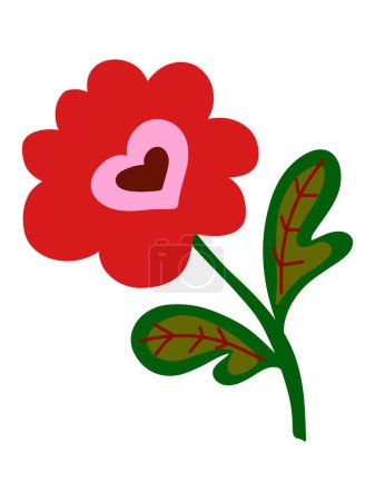 Élément vectoriel dessiné à la main style dessin animé plat. Fleur d'amour, Saint Valentin